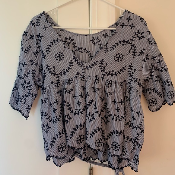 Boutique Blue Embroidered Blouse - Picture 2 of 6